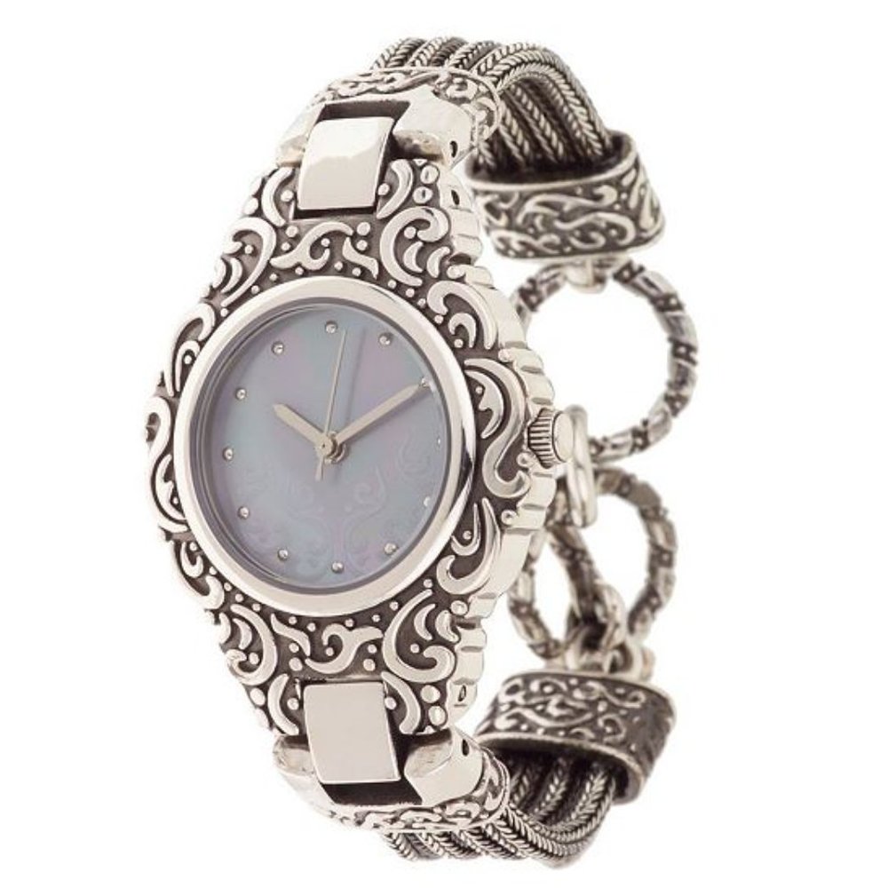 QVC Suarti & Sri Sterling Silver Scroll Watch